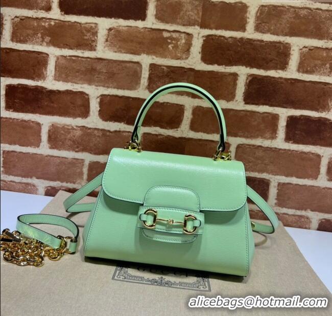 Best Quality Gucci Horsebit 1955 Leather Small Top Handle Bag 703848 Mint Green 2025
