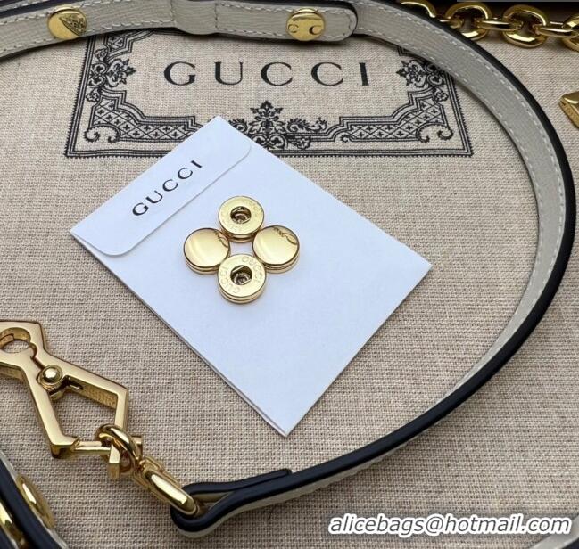 Luxury Cheap Gucci Horsebit 1955 Leather Small Top Handle Bag 703848 White/Gold 2025