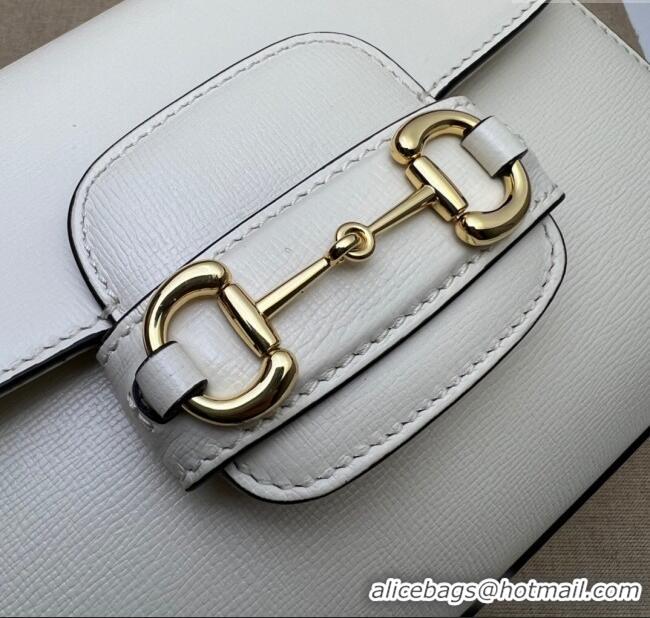 Luxury Cheap Gucci Horsebit 1955 Leather Small Top Handle Bag 703848 White/Gold 2025
