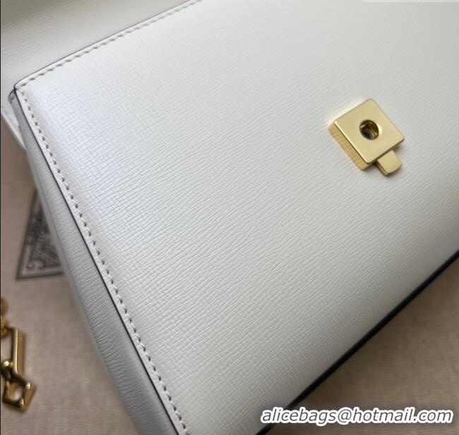 Luxury Cheap Gucci Horsebit 1955 Leather Small Top Handle Bag 703848 White/Gold 2025