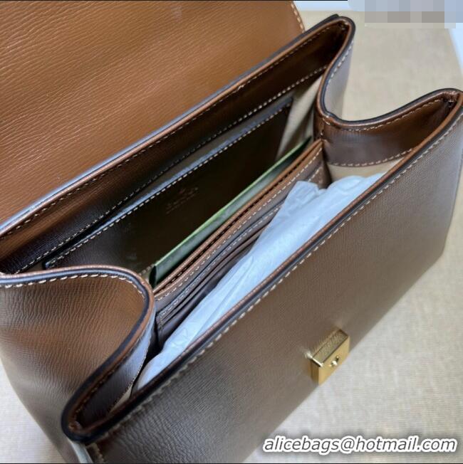 Modern Classic Gucci Horsebit 1955 Leather Small Top Handle Bag 703848 Dark Brown 2025