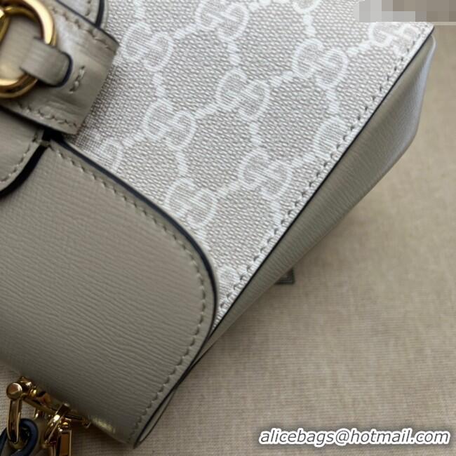 High Quality Gucci Horsebit 1955 Leather and GG Canvas Small Top Handle Bag 703848 Oatmeal/Beige 2025