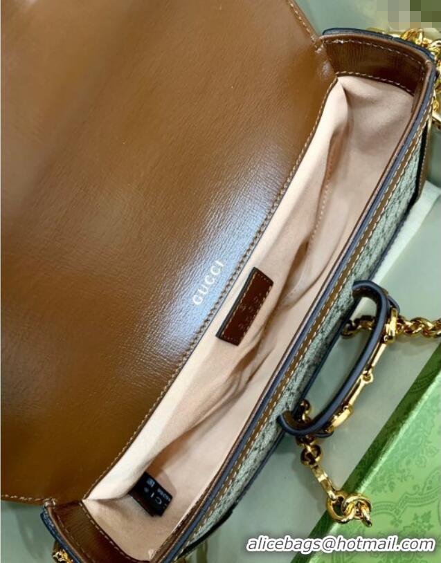 Luxurious Gucci Horsebit 1955 small shoulder bag in GG Canvas and Leather 735178 Beige/Brown 2025