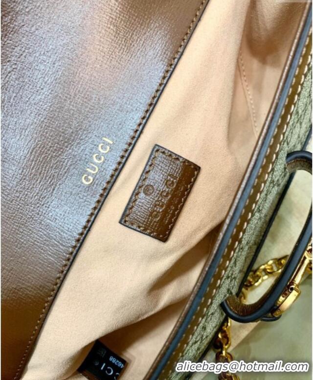 Luxurious Gucci Horsebit 1955 small shoulder bag in GG Canvas and Leather 735178 Beige/Brown 2025
