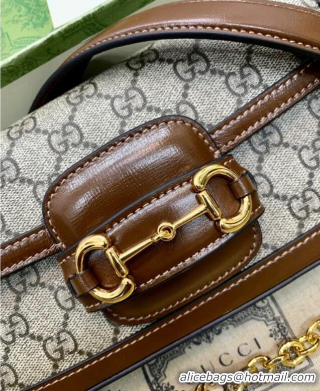 Luxurious Gucci Horsebit 1955 small shoulder bag in GG Canvas and Leather 735178 Beige/Brown 2025