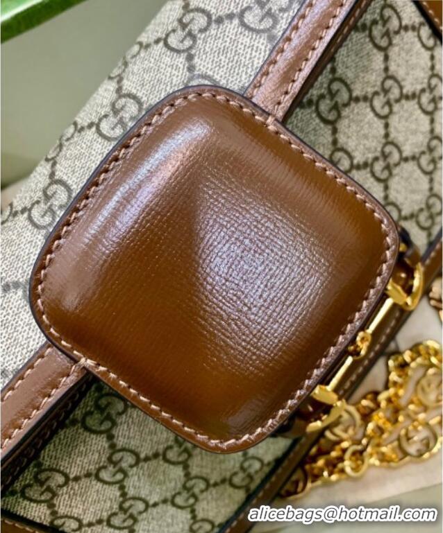 Luxurious Gucci Horsebit 1955 small shoulder bag in GG Canvas and Leather 735178 Beige/Brown 2025