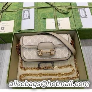 Top Design Gucci Horsebit 1955 small shoulder bag in GG Canvas and Leather 735178 Oatmeal/Beige 2025