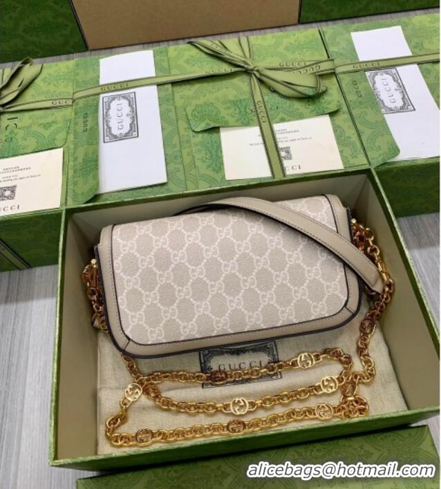 Top Design Gucci Horsebit 1955 small shoulder bag in GG Canvas and Leather 735178 Oatmeal/Beige 2025