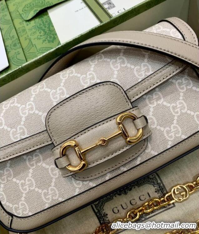 Top Design Gucci Horsebit 1955 small shoulder bag in GG Canvas and Leather 735178 Oatmeal/Beige 2025