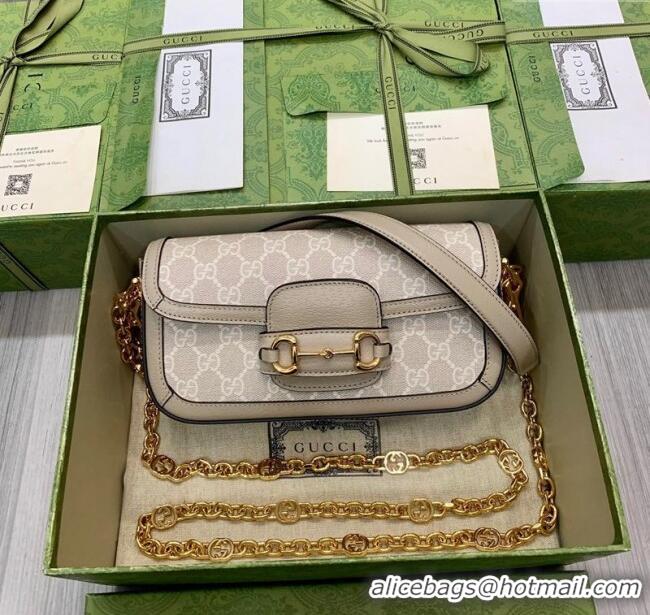 Top Design Gucci Horsebit 1955 small shoulder bag in GG Canvas and Leather 735178 Oatmeal/Beige 2025