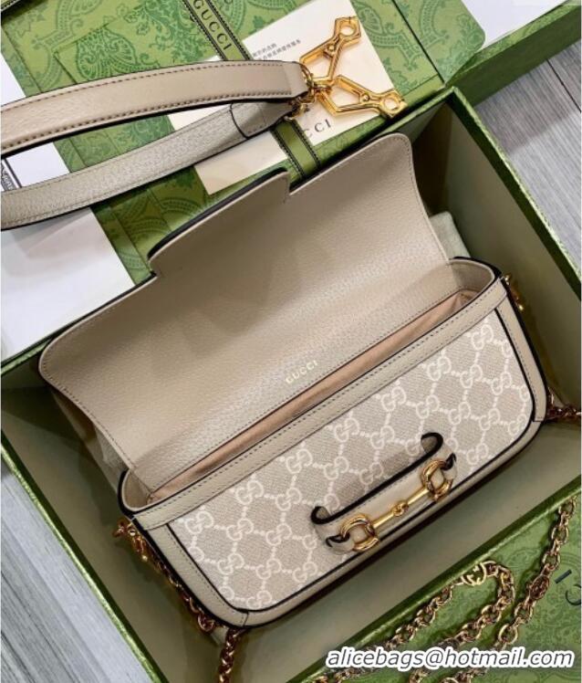 Top Design Gucci Horsebit 1955 small shoulder bag in GG Canvas and Leather 735178 Oatmeal/Beige 2025