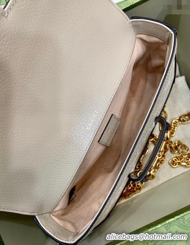Top Design Gucci Horsebit 1955 small shoulder bag in GG Canvas and Leather 735178 Oatmeal/Beige 2025