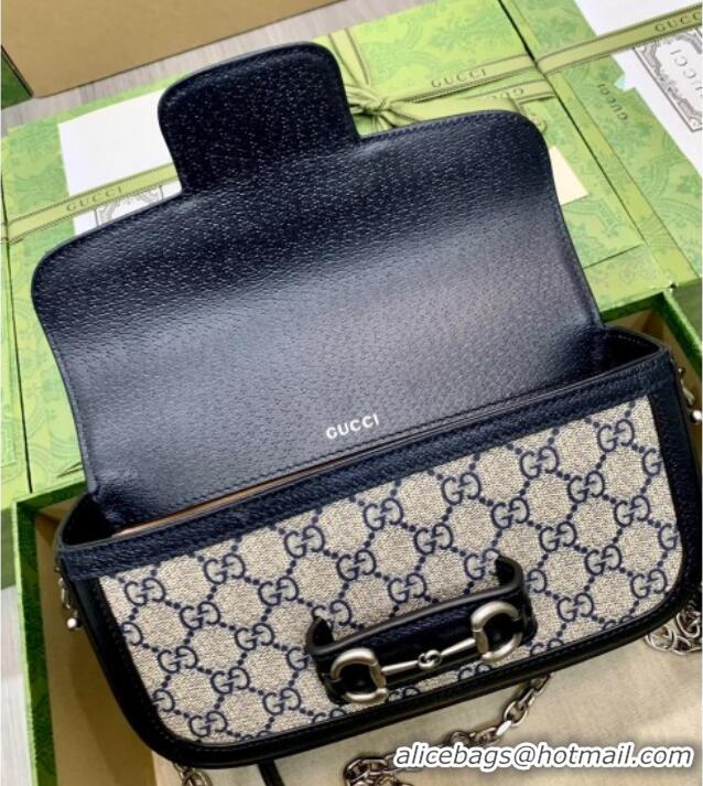 Spot Bulk Gucci Horsebit 1955 small shoulder bag in GG Canvas and Leather 735178 Beige/Blue 2025