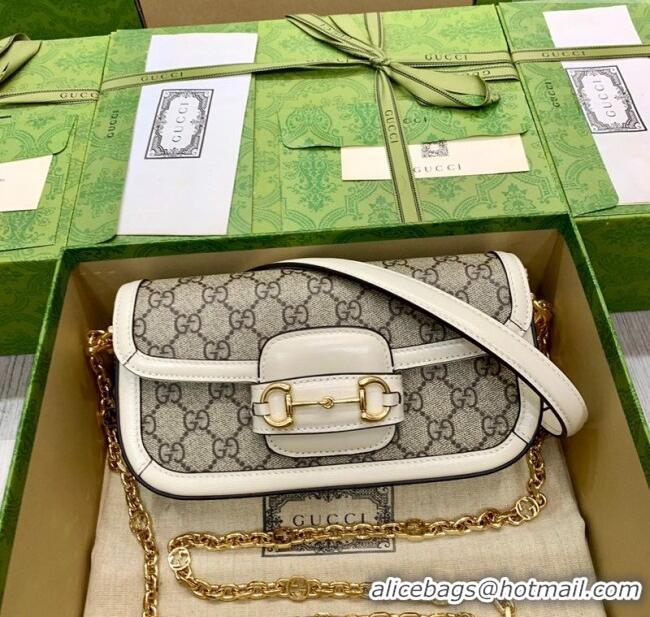 Low Price Gucci Horsebit 1955 small shoulder bag in GG Canvas and Leather 735178 Beige/White 2025