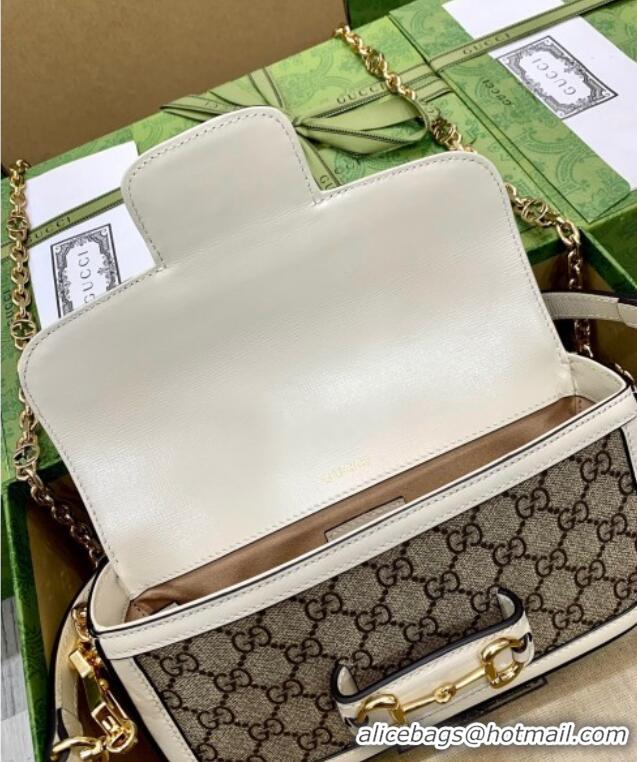 Low Price Gucci Horsebit 1955 small shoulder bag in GG Canvas and Leather 735178 Beige/White 2025