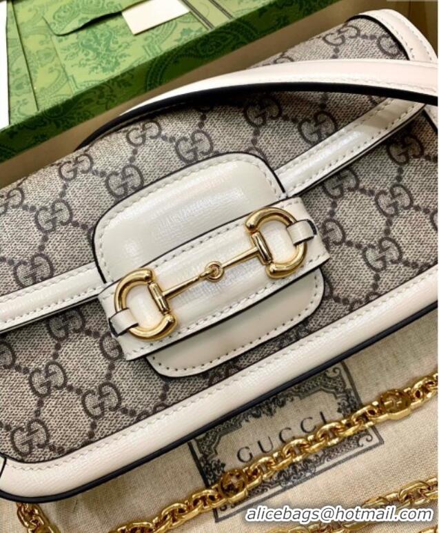 Low Price Gucci Horsebit 1955 small shoulder bag in GG Canvas and Leather 735178 Beige/White 2025