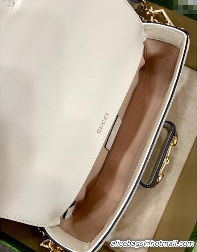 Low Price Gucci Horsebit 1955 small shoulder bag in GG Canvas and Leather 735178 Beige/White 2025