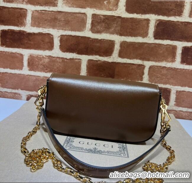 Super Quality Gucci Horsebit 1955 small shoulder bag in Leather 735178 Dark Brown 2025