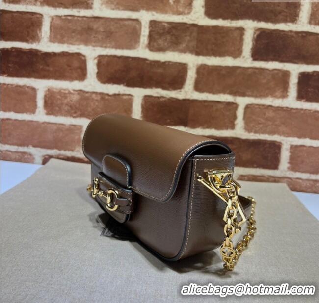 Super Quality Gucci Horsebit 1955 small shoulder bag in Leather 735178 Dark Brown 2025
