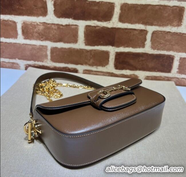 Super Quality Gucci Horsebit 1955 small shoulder bag in Leather 735178 Dark Brown 2025