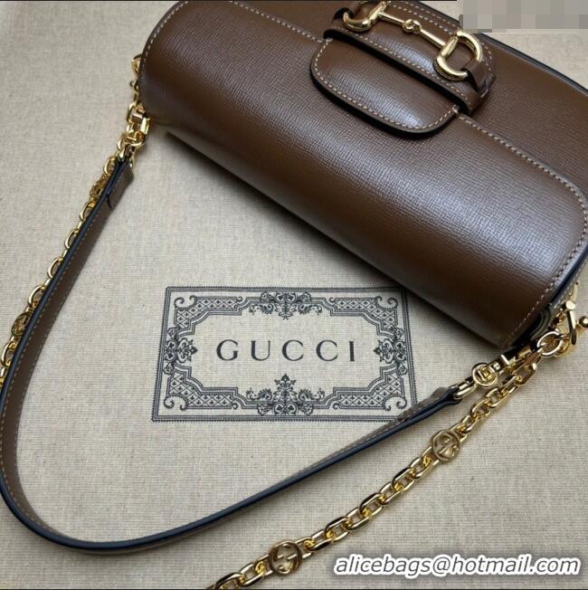 Super Quality Gucci Horsebit 1955 small shoulder bag in Leather 735178 Dark Brown 2025