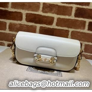 Best Product Gucci Horsebit 1955 small shoulder bag in Leather 735178 White/Gold 2025