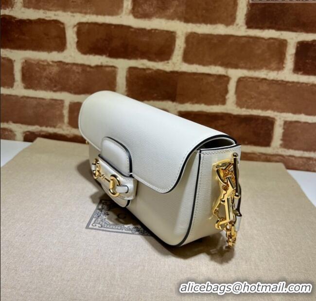 Best Product Gucci Horsebit 1955 small shoulder bag in Leather 735178 White/Gold 2025