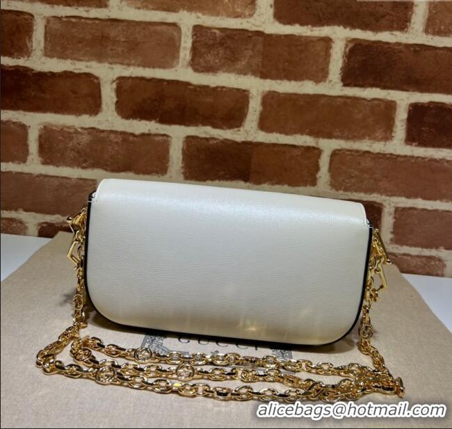 Best Product Gucci Horsebit 1955 small shoulder bag in Leather 735178 White/Gold 2025