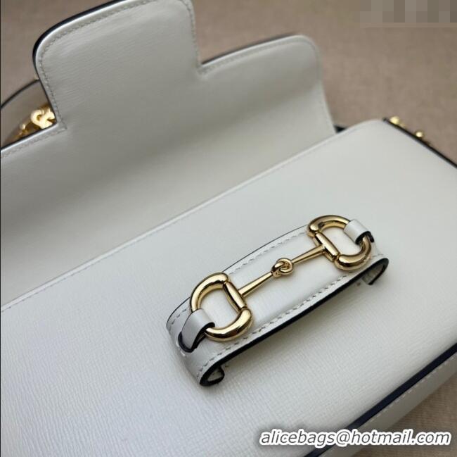 Best Product Gucci Horsebit 1955 small shoulder bag in Leather 735178 White/Gold 2025