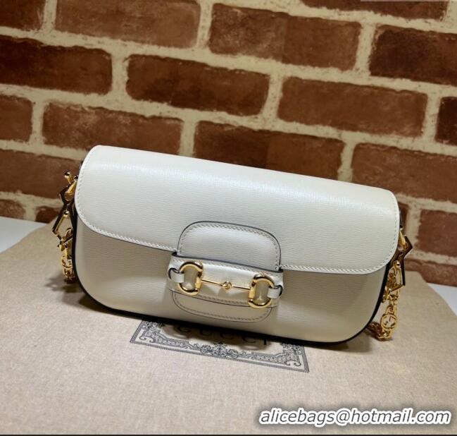 Best Product Gucci Horsebit 1955 small shoulder bag in Leather 735178 White/Gold 2025