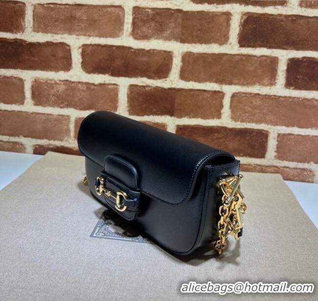 Well Crafted Gucci Horsebit 1955 small shoulder bag in Leather 735178 Black/Gold 2025