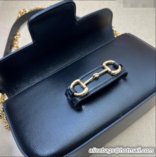 Well Crafted Gucci Horsebit 1955 small shoulder bag in Leather 735178 Black/Gold 2025