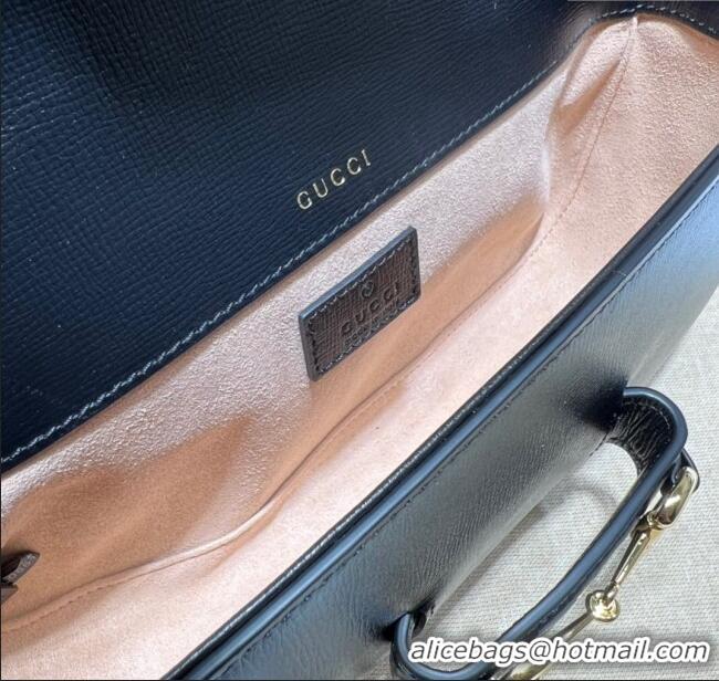 Well Crafted Gucci Horsebit 1955 small shoulder bag in Leather 735178 Black/Gold 2025