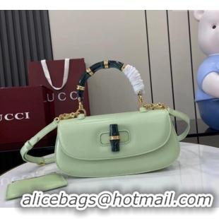 Original Cheap Gucci Leather Bamboo Diva medium bag 827750 Light Green 2025