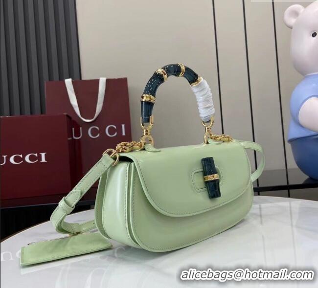Original Cheap Gucci Leather Bamboo Diva medium bag 827750 Light Green 2025