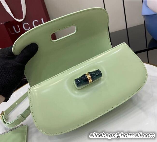 Original Cheap Gucci Leather Bamboo Diva medium bag 827750 Light Green 2025