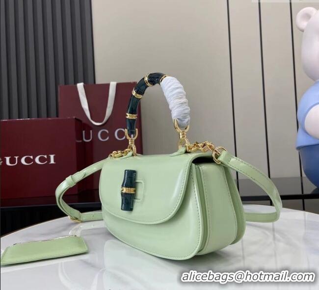 Original Cheap Gucci Leather Bamboo Diva medium bag 827750 Light Green 2025