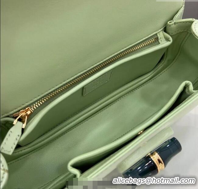 Original Cheap Gucci Leather Bamboo Diva medium bag 827750 Light Green 2025