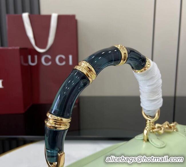 Original Cheap Gucci Leather Bamboo Diva medium bag 827750 Light Green 2025