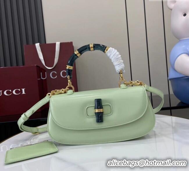 Original Cheap Gucci Leather Bamboo Diva medium bag 827750 Light Green 2025
