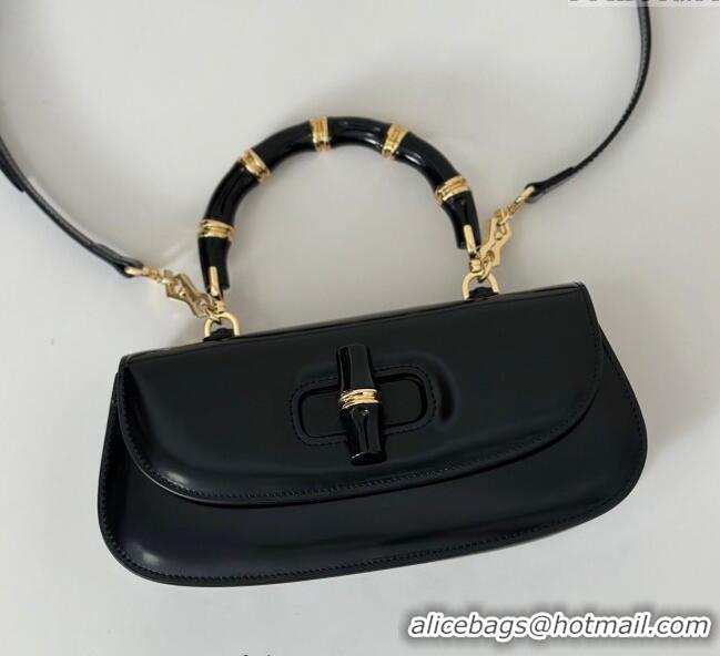 Most Popular Gucci Leather Bamboo Diva medium bag 827750 Black 2025