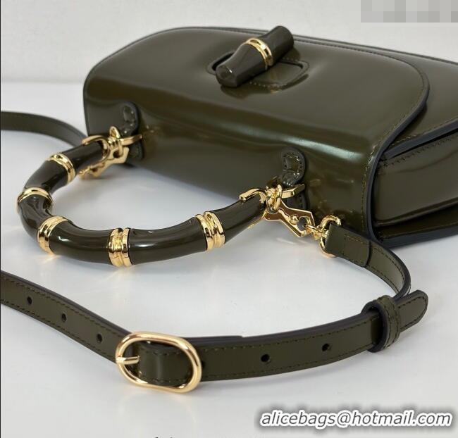 Luxury Classic Gucci Leather Bamboo Diva medium bag 827750 Forest Green 2025