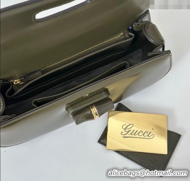 Luxury Classic Gucci Leather Bamboo Diva medium bag 827750 Forest Green 2025