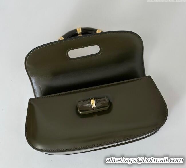Luxury Classic Gucci Leather Bamboo Diva medium bag 827750 Forest Green 2025