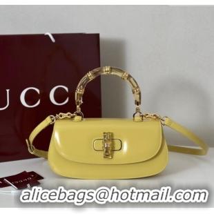 Super Quality Gucci Leather Bamboo Diva medium bag 827750 Yellow 2025