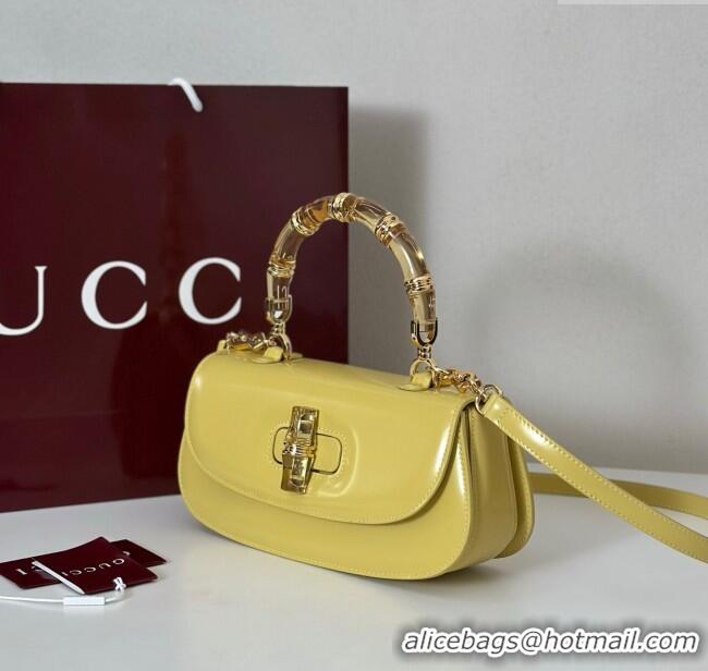 Super Quality Gucci Leather Bamboo Diva medium bag 827750 Yellow 2025