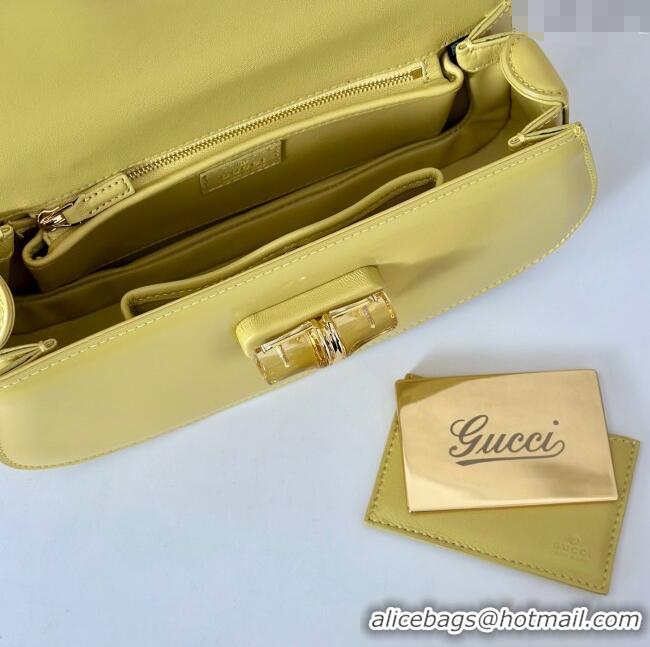 Super Quality Gucci Leather Bamboo Diva medium bag 827750 Yellow 2025