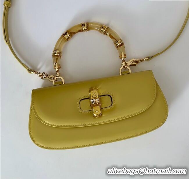 Super Quality Gucci Leather Bamboo Diva medium bag 827750 Yellow 2025