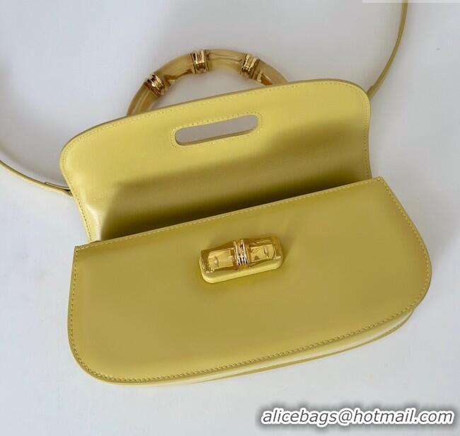 Super Quality Gucci Leather Bamboo Diva medium bag 827750 Yellow 2025