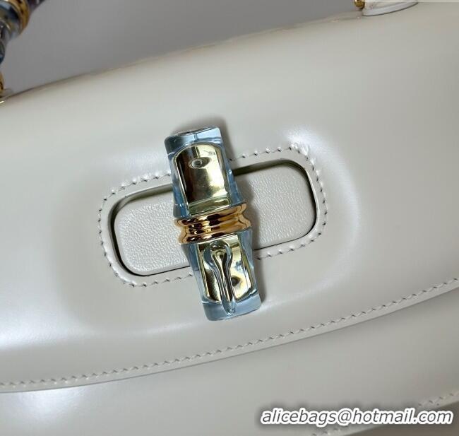 Buy Discount Gucci Leather Bamboo Diva medium bag 827750 White 2025